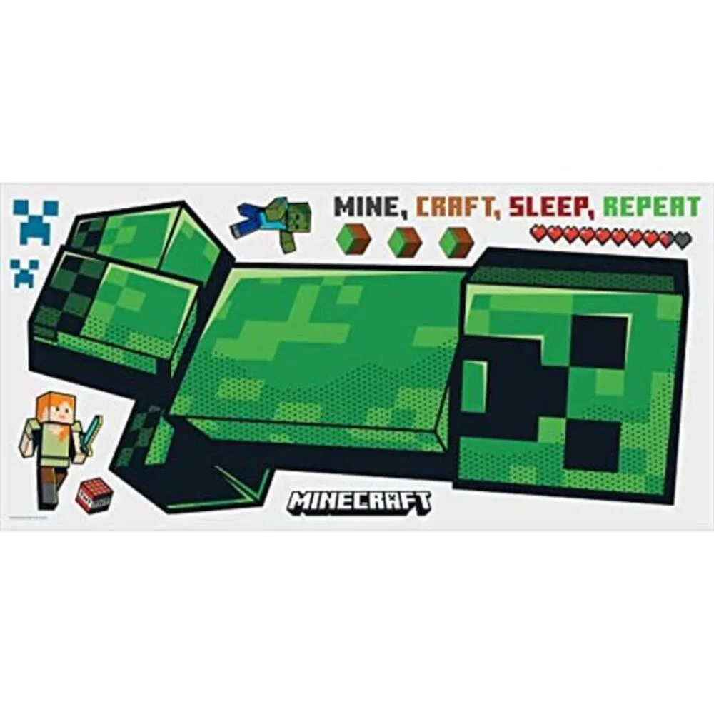 Minecraft Wall Decals Creeper Giant Peel and Stick Kids Room Bedroom Decor